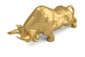 Gold bull on white background.3D illustration. Royalty Free Stock Photo