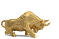 Gold bull on white background.3D illustration. Royalty Free Stock Photo