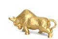 Gold bull on white background.3D illustration. Royalty Free Stock Photo