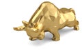 Gold bull on white background.3D illustration. Royalty Free Stock Photo