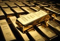 Gold bullion bar on dark Royalty Free Stock Photo