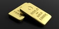 Gold bullion bars on black background. 3d illustration Royalty Free Stock Photo