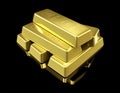 Gold bullion on black background