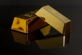 Gold bullion on black background Royalty Free Stock Photo