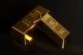 Gold bullion on black background Royalty Free Stock Photo