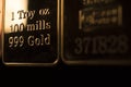 Gold bullion ingot 999.9 bar Royalty Free Stock Photo