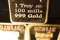 Gold bullion ingot 999.9 bar Royalty Free Stock Photo