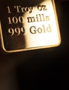 Gold bullion ingot 999.9 bar Royalty Free Stock Photo