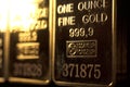 Gold bullion ingot 999.9 bar Royalty Free Stock Photo