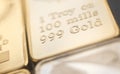 Gold bullion ingot bar Royalty Free Stock Photo