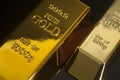 Gold bullion isolated on black background Royalty Free Stock Photo