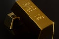 Gold bullion isolated on black background Royalty Free Stock Photo