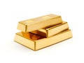 Gold bullion isolated on white background with clipping path. This file is cleaned and retouched. Royalty Free Stock Photo