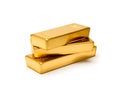 Gold bullion isolated on white background. 3d illustration, clipping path Royalty Free Stock Photo