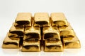 Gold bullion on a white background, closeup of photo Royalty Free Stock Photo