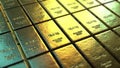 Gold bars or bullions background. 3D rendering Royalty Free Stock Photo