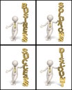 Gold business text icons collage - 3d man