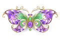 Gold Butterfly With Amethyst Gold Butterfly