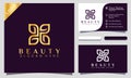 Gold Butterfly Beauty Flower Logo Design Vector Illustration Template. modern logo design business card