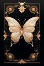 a gold butterfly on a black background Royalty Free Stock Photo