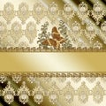 Gold Butterfly Damask Background
