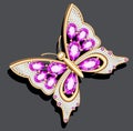 Gold Butterfly In Gems. Beautiful Decoration