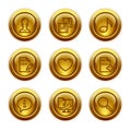 Gold button web icons, set 10