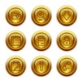 Gold button web icons, set 8 Royalty Free Stock Photo