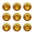 Gold button web icons, set 9 Royalty Free Stock Photo