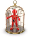 Gold Cage with Man (clipping path included)