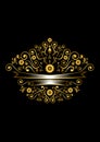 Double silver ribbon with golden edging of patterns on a black background Royalty Free Stock Photo