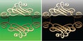 Gold Calligraphy Curves On Green And Black. Royalty Free Stock Photo