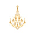 Gold candelabrum on white background. Royal room.