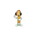 Gold candle cute cartoon character design with headphone