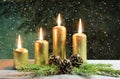 Gold candles Royalty Free Stock Photo