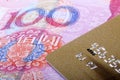 Gold card with RMB. Royalty Free Stock Photo