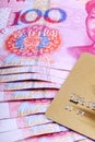 Gold card with RMB. Royalty Free Stock Photo