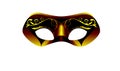 Gold carnival mask isolated on white background.