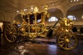 Gold Carriage in The Royal Mews in London. Royalty Free Stock Photo