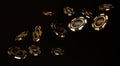 Gold casino chips on a dark background. Online casino. Royalty Free Stock Photo