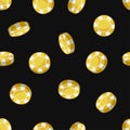 Gold Casino Poker Chips Seamless Pattern. Vector Royalty Free Stock Photo