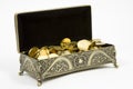 Gold casket and gold coins