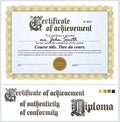 Gold certificate. Template. Horizontal.