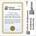 Gold certificate. Template. Vertical.