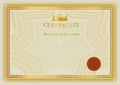 Gold certificate. Teplate. Gold border. Official certificate