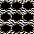 Gold chain grid seamless on black background. Fashion illustration. Seamless pattern abstract design. Vector