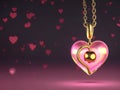 A gold chain is hung with a perfume bottle in the shape of a heart. Royalty Free Stock Photo