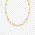 Gold chain isolated. Vector necklace