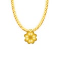 Gold Chain Jewelry whith Four-leaf Clover. Vector Royalty Free Stock Photo