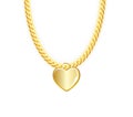 Gold Chain Jewelry Whith Heart. Vector Royalty Free Stock Photo